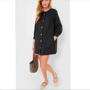 Tuckernuck Black Puff Sleeve Button Down Dress Size M